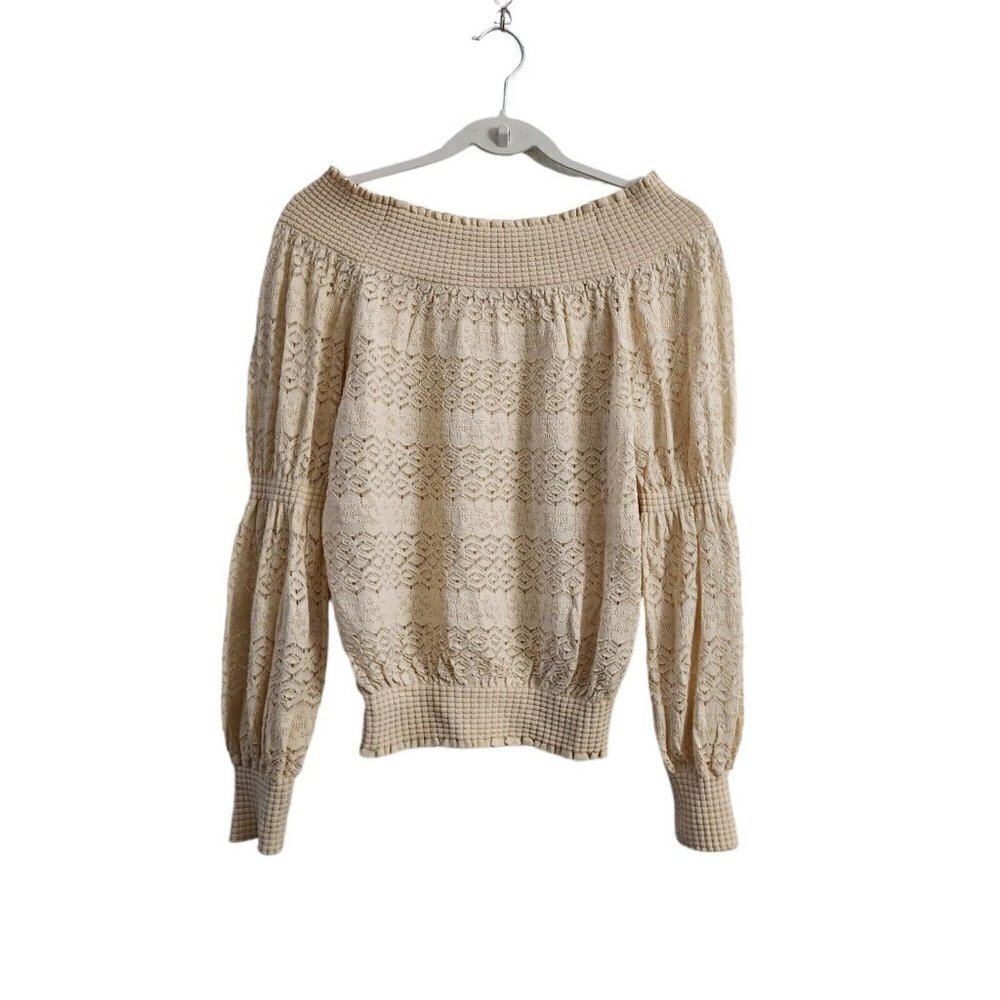Zara Blouse Medium Cream Off The Shoulder Top Beach Boho Bloggers‎ Favorite Boho